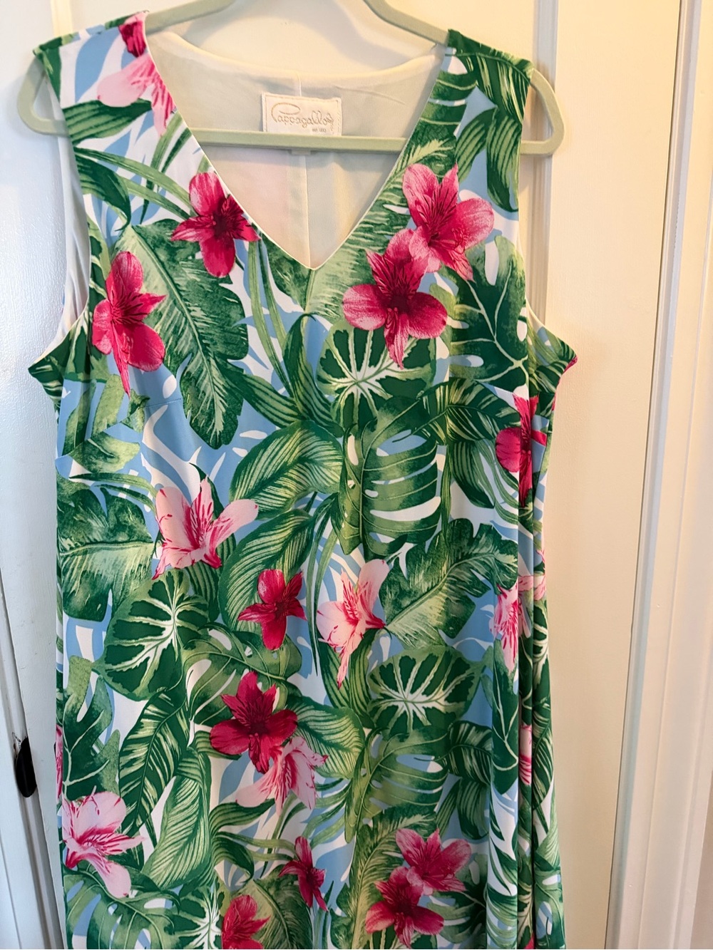 Pappagallo Floral V-Neck Dress in Pink and Green